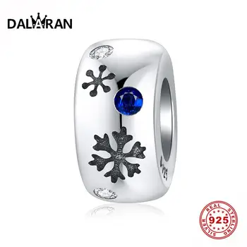 

DALARAN 925 Sterling Silver Snowflake Stopper Spacer Beads Charm Silver 925 Original For Bracelet Jewelry Making Christmas Gift