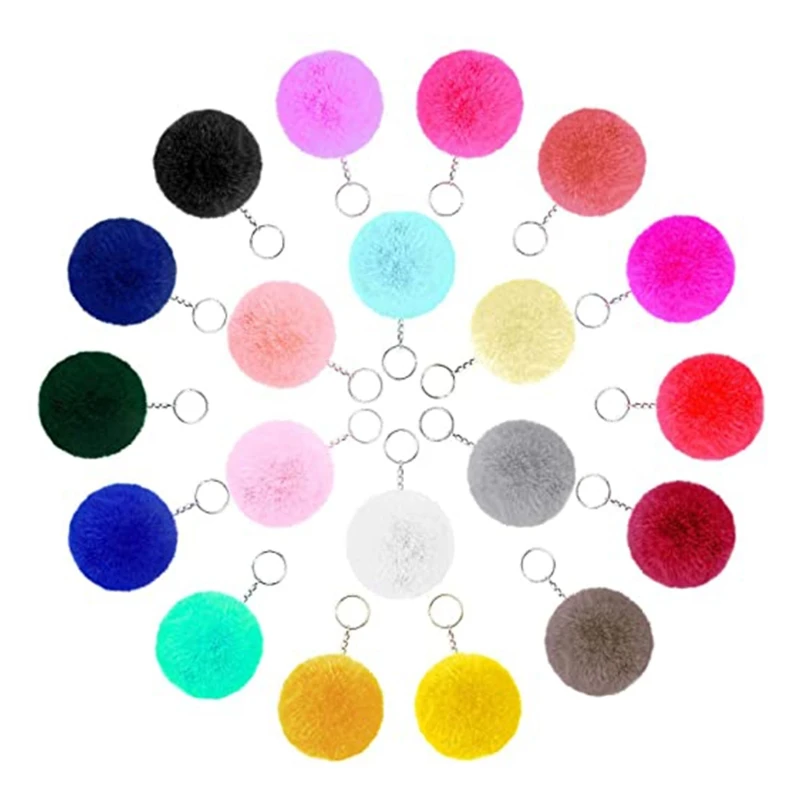 50-piece Set Pom Keychain Fluffy Faux Fur Pompoms with Tassels and Keyrings for Bag Charm Accessories | Украшения и аксессуары