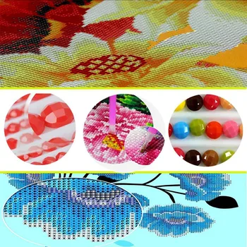 

New 5D Diy Diamond Painting Kits,Full Drill Diamond Painting Rhinestone Embroidery Pictures for Home Wall Decoration Skull Rose