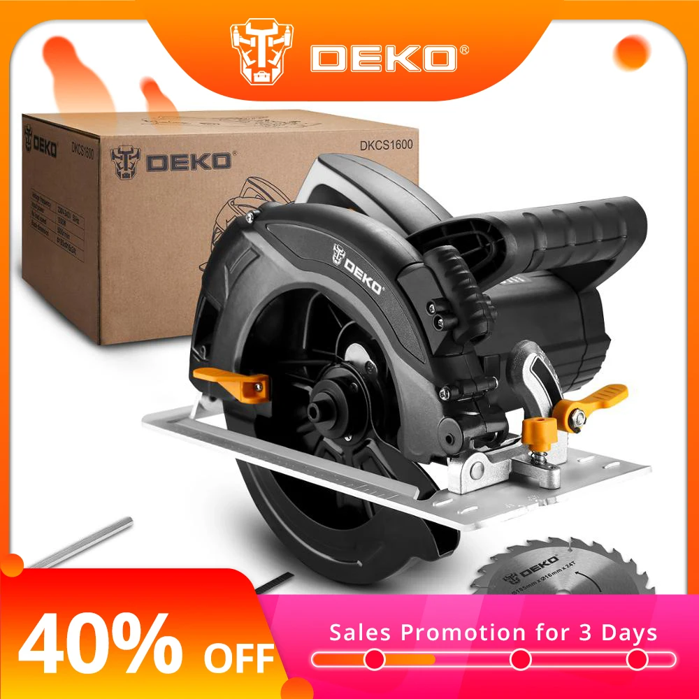 

DEKO DKCS1600 Circular Saw Power Tools with Blade, Dust Passage, Auxiliary Handle, High Power and Multi-function Cutting Machin