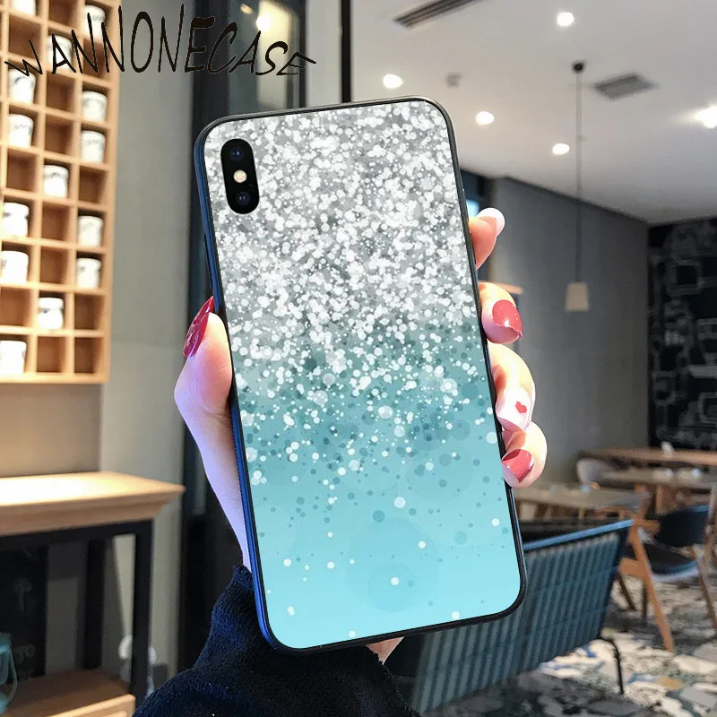 Hijau Perak Band Glitter Mewah Desain Unik PhoneCase untuk iPhone 8 7 6 6S Plus X XS MAX 5 5S SE XR 11 11pro Promax Ponsel
