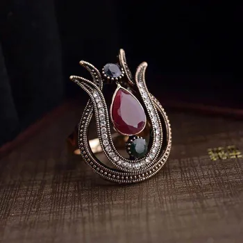 

Bohemian Flower Zircon Big Rings For Women Engagement Ring Female Women Wedding Ring Ladies Red Zircon Vintage Rings Female Gift