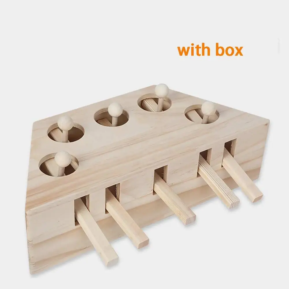 5Holes Ball Игрушка для домашних животных 3/5 отверстие из цельного дерева забавная игрушка для кота мультфильм из натурального дерева стержень Кошка Интерактивная Шариковая игрушка - Цвет: 5Holes Ball