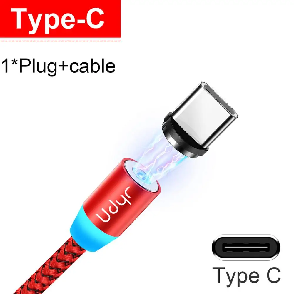 Red For Type C Udyr Магнитный Micro usb type C кабель для iphone samsung Android 2 м Быстрая зарядка магнит Зарядное устройство USB кабель провод для мобильного телефона шнур - Цвет: Red For Type C