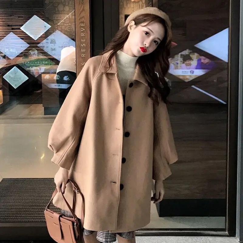 

Student Mori Woolen Coat Women's Autumn and Winter Thick Mid-Length Cute Woolen Coat Female Student Fashion