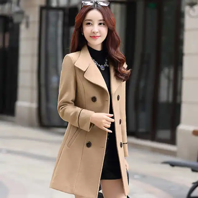 Fashion Winter Jacket Women's Double Breasted Short Wool Coat Solid Color  Korean Slim Female Woolen Jacket - Wool u0026 Blends - AliExpress