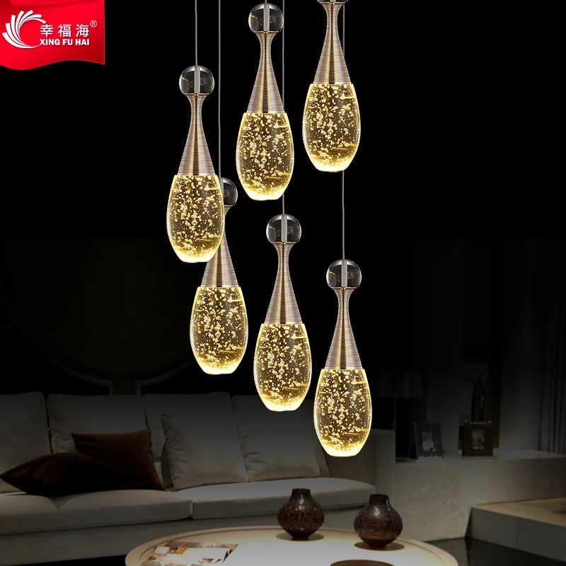 

Modern Romantic Dinner Room Led Bubble Crystal Pendant Light Crystal Lamp Cafe Bar Hanging Lamp 3 Heads Light luminaire suspendu