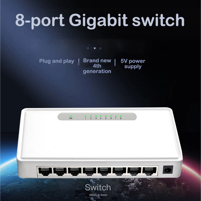 Adaptador de Troca Portas Gigabit Switch Uplink Rede Ethernet Hub Shunt - Completo ou Meio Duplex 8 1000m - Imagem 2