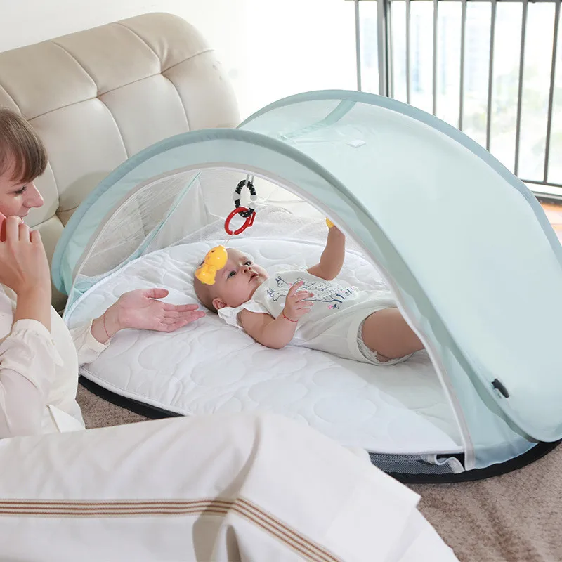 Mother & Kids Baby Furniture Baby Cribs New Convenient Newborn Folding Bed Mosquito Repellent Dust-Proof breathable Baby Shaker06