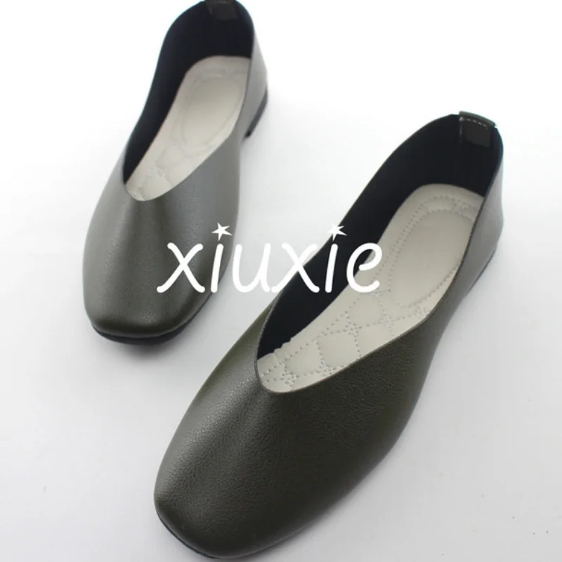 PU Leather Candy Color Ladies Flat Shoes Women Ballet Flats Point Toe Loafers Shoes Woman Retro Zapatos Mujer Big Size42 WSH2442 2
