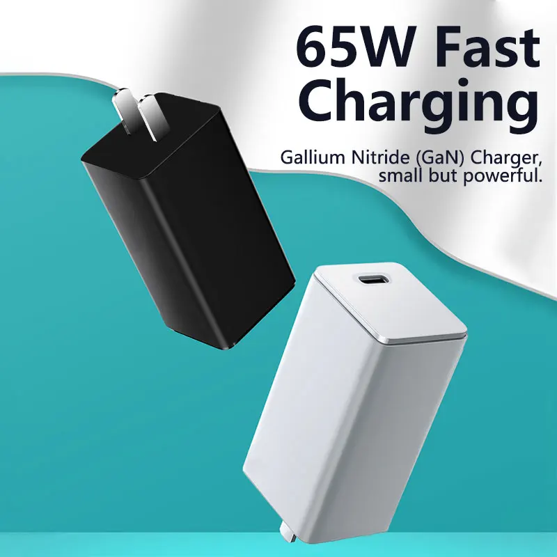 GENAI USB C Charger 65W GaN Charger Quick Charge Type C PD Charger Portable Fast Charger Adapter for Macbook Mobile Phone Laptop