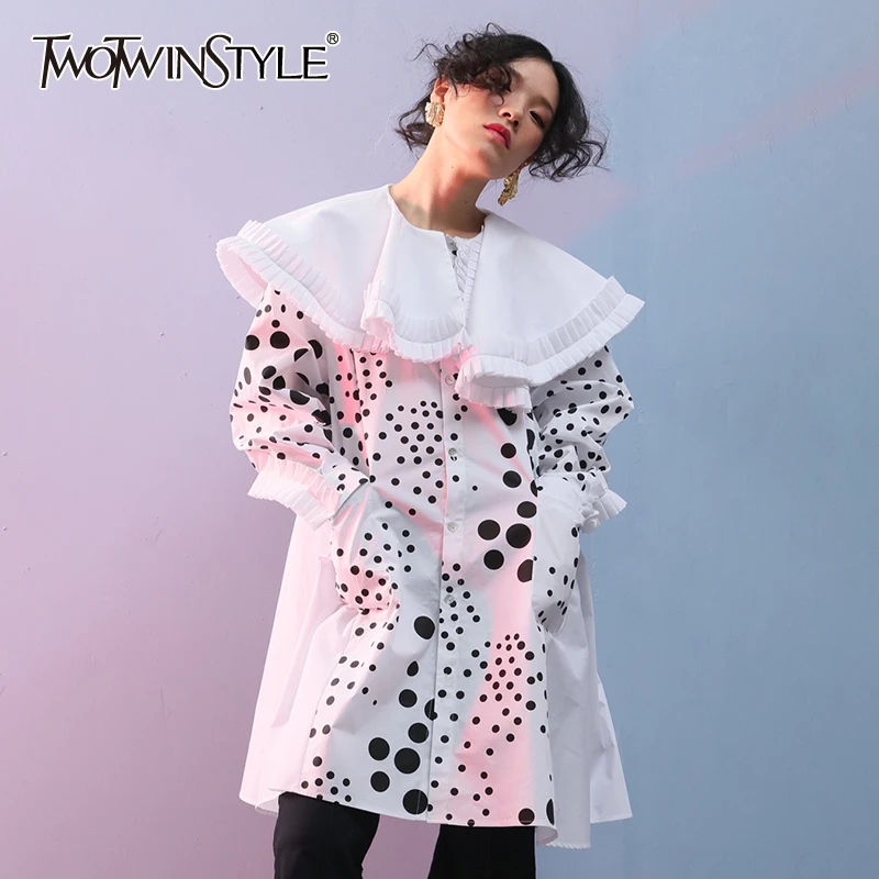 TWOTWINSTYLE Elegant Asymmetrical Summer Dress Women O Neck Lantern Sleeve High Waist Patchwork Hit Color Dresses For Female New TWOTWINSTYLE Elegant Asymmetrical Summer Dress Women O Neck Lantern Sleeve High Waist Patchwork Hit Color Dresses For Female New