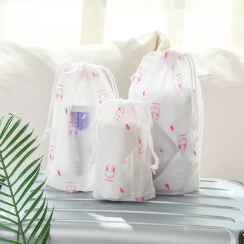 

Thickened PVC Transparent Drawstring Organizer Handbag Waterproof Travel Shoe Toy Storage Bag Portable Luggage Sundreis Organize