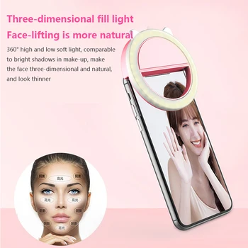 

Mini Mobile Phone LED Portable Selfie Light Anchor Beauty Lens Live Broadcast Artifact Round Ring Mobile Phone Ring Fill Light