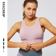 Yeechep бесшовный спортивный бюстгальтер для активного отдыха, Женский сетчатый укороченный топ, бюстгальтеры для тренажерного зала, йоги, бюстгальтеры с эффектом пуш-ап, топ для фитнеса, розовый энергетический