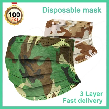 

50/100 Pcs Disposable Medical Mask Camouflage Nonwoven 3 Layer Filter Anti Dust Face Mouth Masks Breathable Surgical Mask