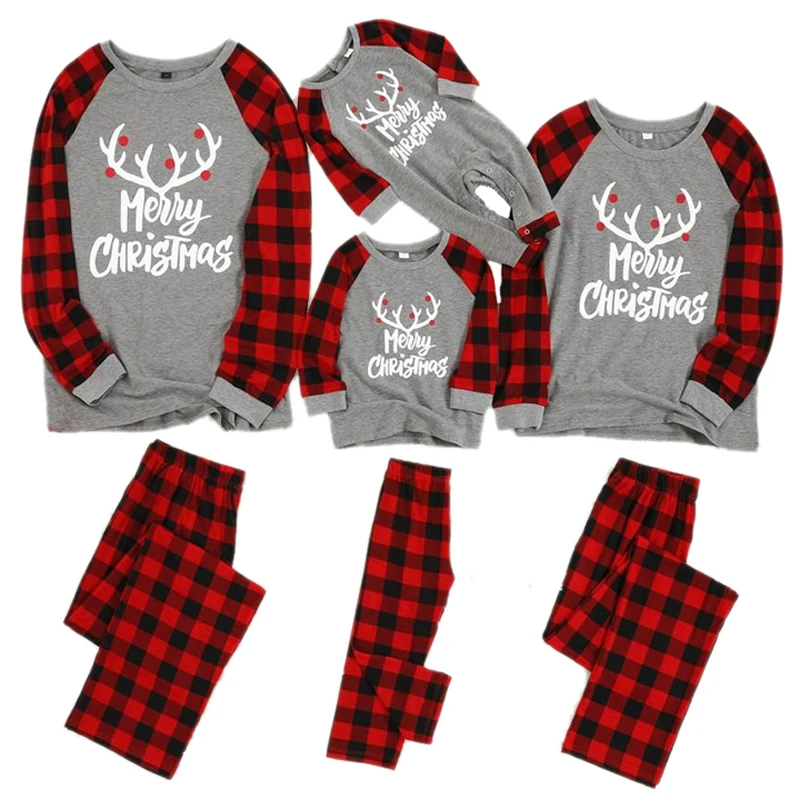 

Family Christmas Pajamas Set Xmas Clothes Parent-child Suit Home Sleepwear New Baby Kid Dad Mom Matching Family Outfits H0929