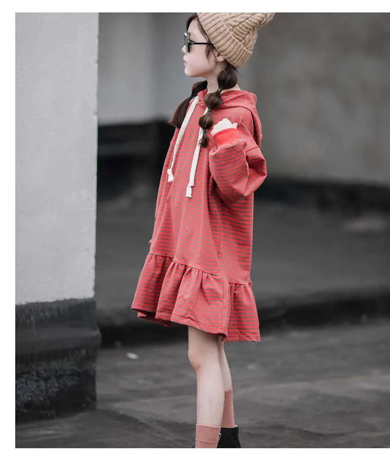 Mother And Daughter Clothing Girl Dress Autumn 2019 School Kids Sweatshirt Dress Striped Children Dresses Cotton Toddler Hoodies (7)