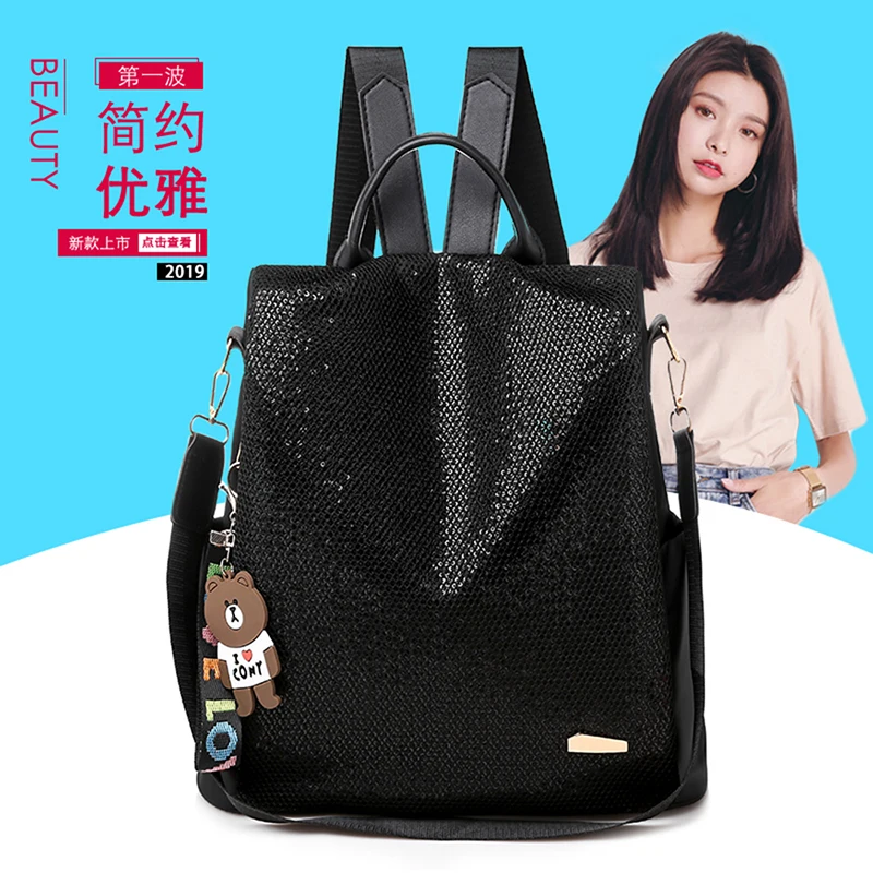 

Female waterproof backpack pu leather large capacity kmuysl female backpack simple casual backpack with little bear decoration