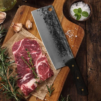 

Forged Chinese Chopping Knife Camping Serbian Chef Knife Handmade Full Tang Sliced Chef Kitchen Butcher Nakiri Chopper Knife