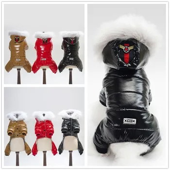 

Pet Clothing Solid Clothes for Dogs Jumpsuits Small Costume Letter Print Dog Down Cute Autumn Winter Warm Black Boy Collar Perro