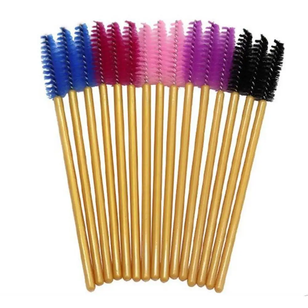 Eyelashes Brush Eyelash Brush Makeup Brush Makeup Tool Makeup Brush Set Makeup Tool Set 50Pcs/Pack Disposable Micro Eyelash Brushes Mascara Applicator Wand Brushes Comb Eye Lashes Brush Makeup Tools Gold Handle