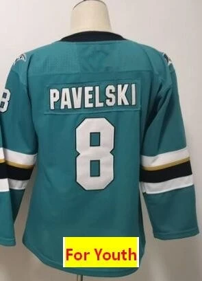 Все Прошитые Молодежные Детские трикотажные изделия Brent Burns Erik Karlsson Joe Thornton Logan от кутюр Joe Pavelski Evander Kane - Цвет: Белый