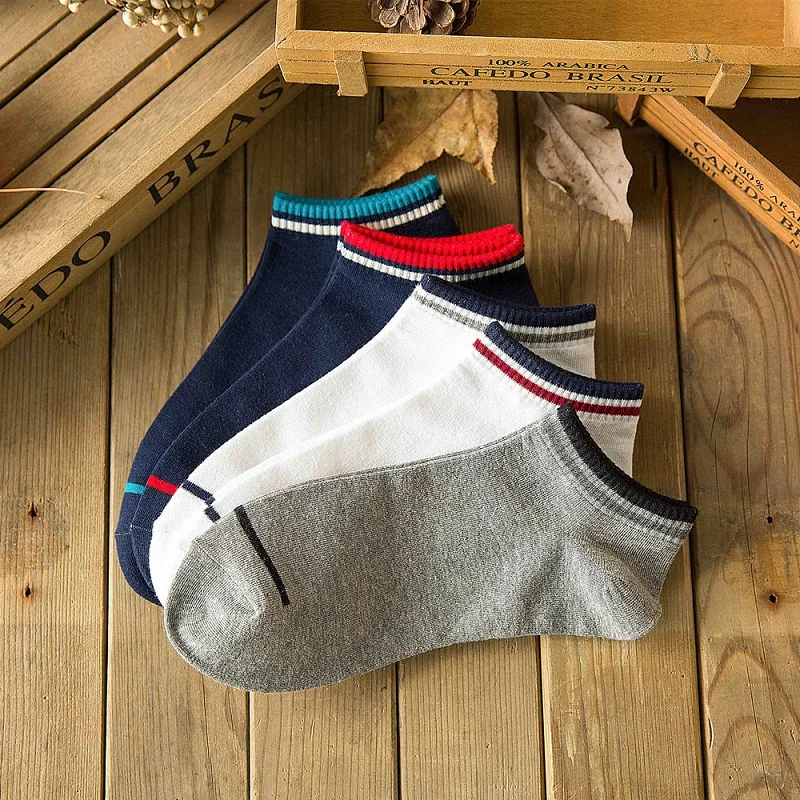 

Spring and summer compression socks cotton sports boat socks Luokou color matching men's socks