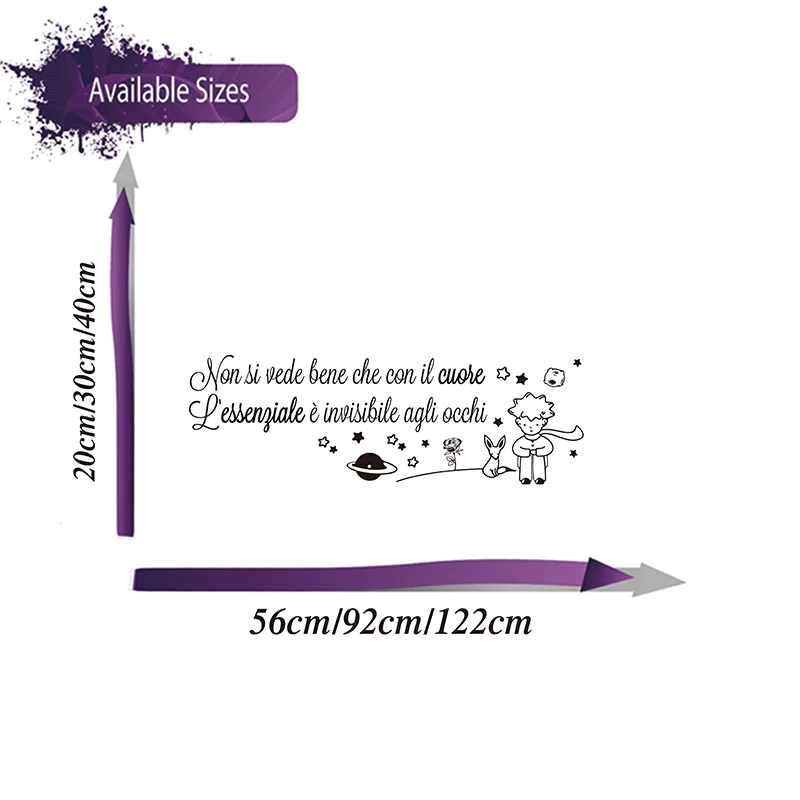 Italian Cartoon The Little Prince Wall Sticker Kids Room Bedroom Large Italian Little Prince Anime Wall Decal Baby Nursery Vinyl (1)