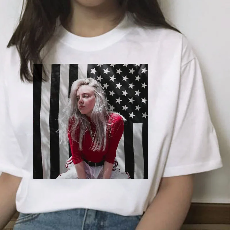 Billie eilish Футболка женская хип-хоп топы Новая забавная модная футболка harajuku ulzzang 90s гранж уличная футболка Повседневная Женская - Цвет: 22683