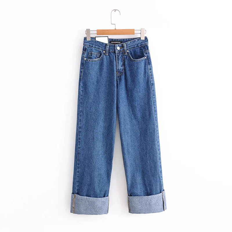 

Wide Leg Jean Pants Women Cowboy Autumn Winter Simple High Waist Curling Pants Slim Ladies Trousers Long Casual Loose Pants