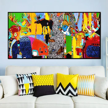 

Abstract Bull Deer Heads Graffiti Wall Oil Painting on Canvas Posters and Prints Cuadros Wall Art Pictures for Living Room Decor