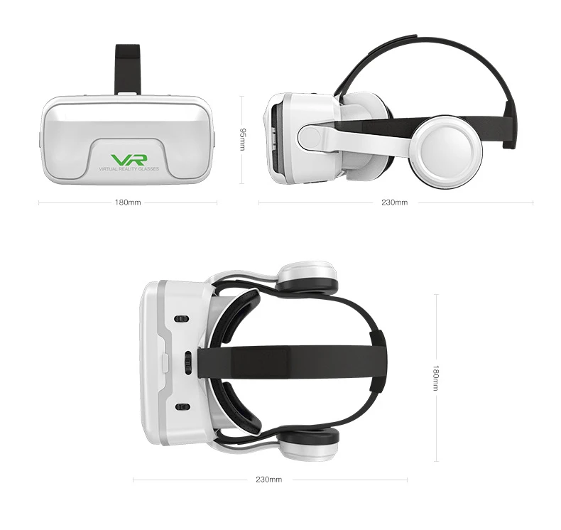 VR Shinecon HD Blue Ray линзы ограниченного видения Очки виртуальной реальности коробка шлем с HiFi стерео наушники для iPhone Xiaomi huawei samsung