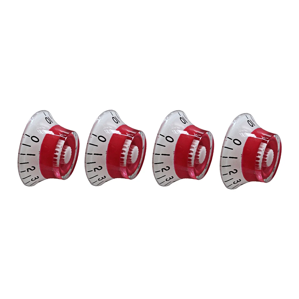 4 PCS Red  Control Knobs Volume Tone Buttons For Electric Guitar
