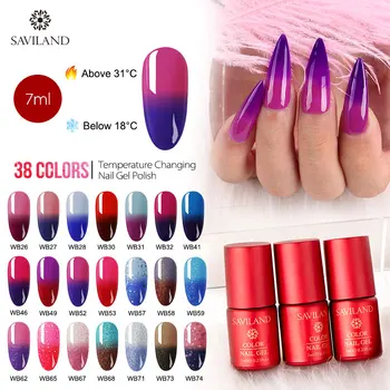 

SAVILAND 7ml Temperature Color-changing Gel Varnish Soak Off UV Thermal Gel Lacquer Semi Permanent Hybrid DIY Nail Art Design