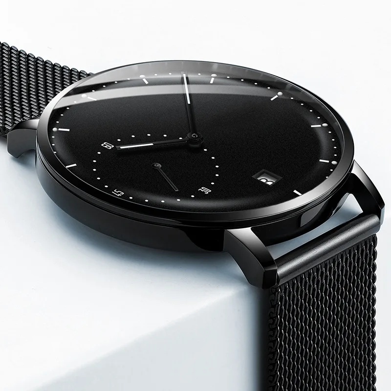 

Nordic City Black And Golden Simple 2-Pin Semi-Calendar Window Top Grade Men Business Quartz Watch Low Profile Luxury