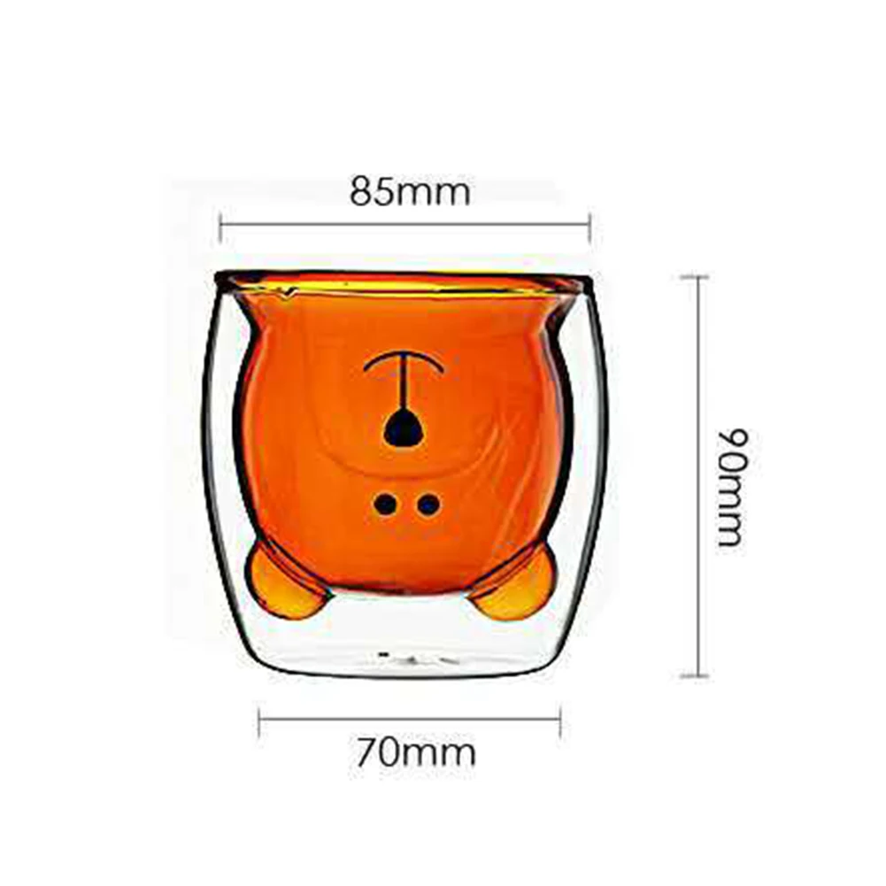 201-300 мл стеклянная чашка с милым медведем, двухслойная, свежая мода, боросиликатное стекло, прозрачная чашка для вина, кофе, для семейных вечеринок, баров