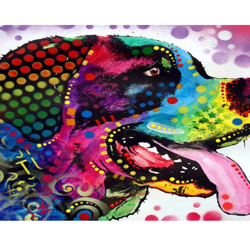 Новинка DIY обрамленная обезьяна тигр картина маслом с собакой по номерам аниме красочная краска Настенная картина для гостиной домашний декор