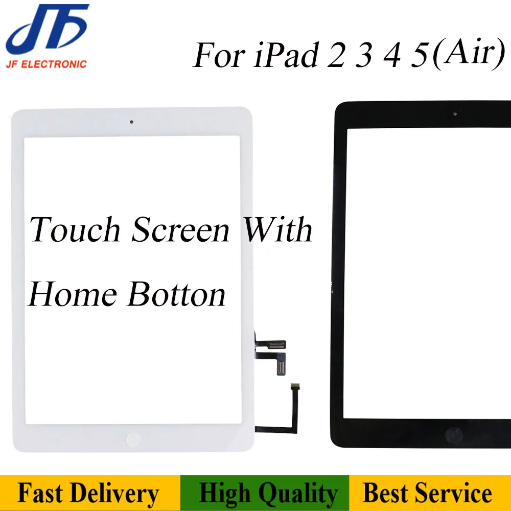 

5pcs/lot Free shipping For iPad 2 3 4 5 Touch Screen Digitizer Assembly with Home Button Flex Cable For iPad Air Assembly