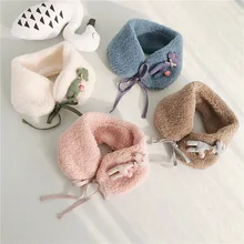 Детский зимний шарф с рисунком олененка, детский шарф, Одноцветный шарф из овчины для мужчин и женщин, плюшевый теплый наушник