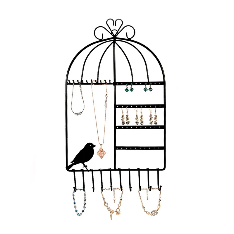 

Bird Cage Shaped Jewelry Storage Rack Multi-Purpose Wrought Iron Necklace Earrings Display Stand Display Shelf Jewelry