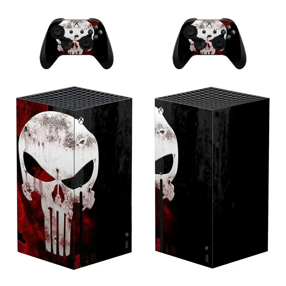 Black Skull Xbox Series X Skin Stickers Decal Full Body Vinyl Cover for Microsoft Xbox Series X Console and Controllers 