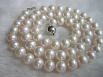 

9-10mm 18"AAAA Akoya White Pearl Strand Necklace Handmade