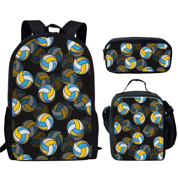 3pcs/set Kids Backpack School Bags Volleyball Soccer Baskerball Printing Schoolbag for Teens Girls Boys Schoolbag
