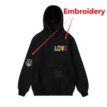 

Hot 2020 New 100% Cotton Embroidery Patchwork Hoodies Men Sweatshirts Pullover Mens Hooded Male Hoodie Streetwear clothing