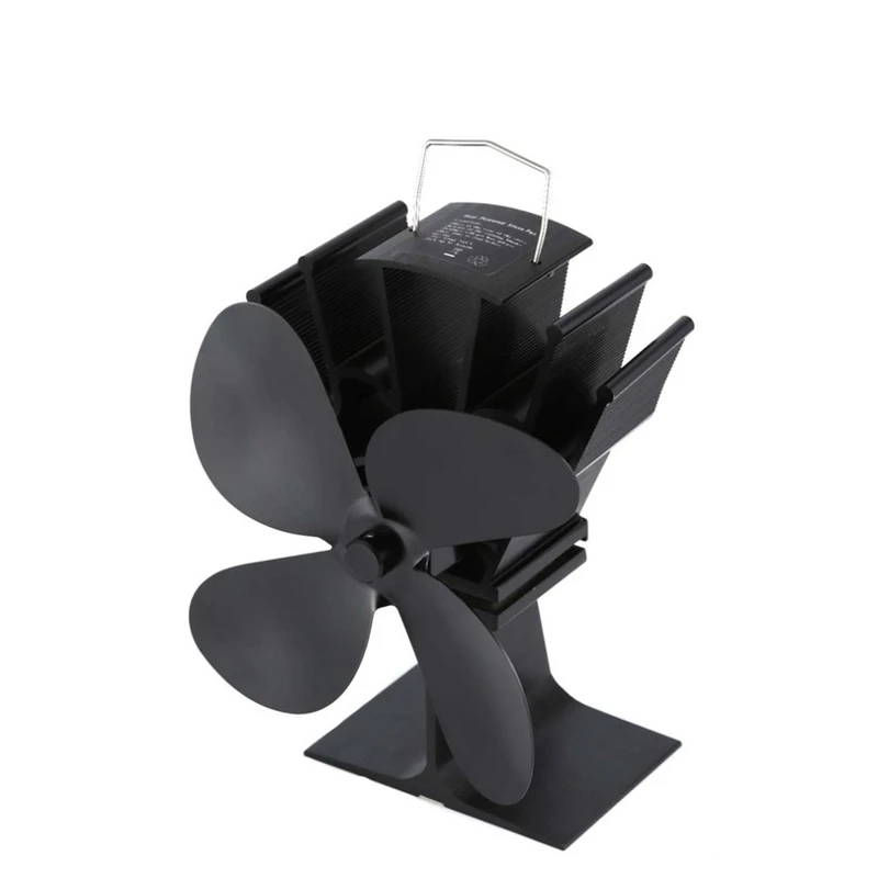 Черный небольшой вентилятор печи 4 камина деревянная плита вентилятор для газа/гранул/дерева/бревна горелки для сожжения вентилятор+ термометр