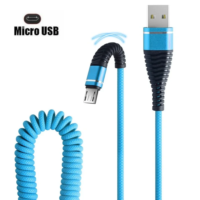 iphone hdmi to tv Retractable Spring Data Cable Micro Retractable Cable Is Suitable for IPhone/type-c/micro Android Mobile Phone Charging Cable android phone charger cord Cables