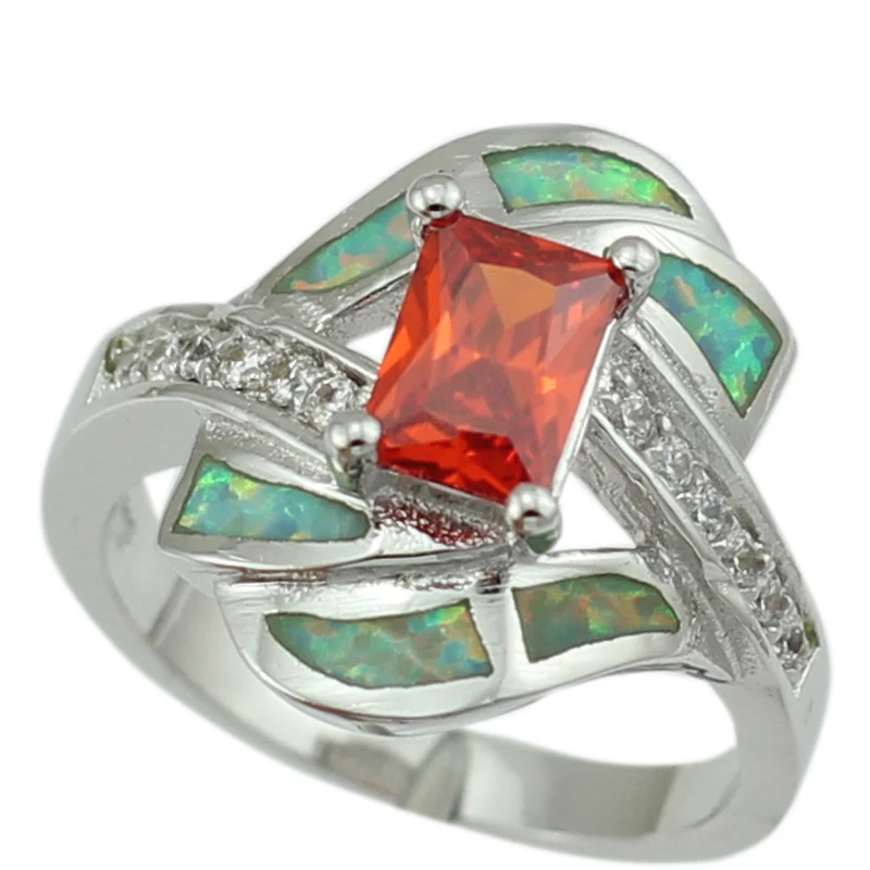 Green Fire Opal Stones Garnet Fashion Jewelry Silver Plated Rings for Women OR842 | Украшения и аксессуары