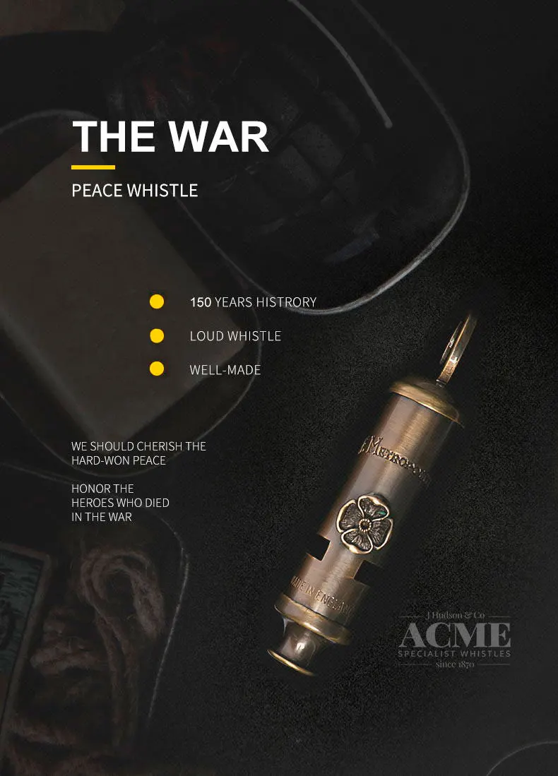 Бронзовые свистки ACME, памятная версия британского происхождения, свистки мира, большие децибелы, двойная полость, стерео, poppy