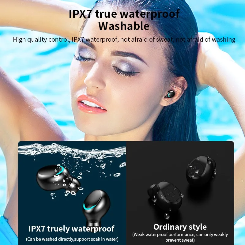 Mini TWS Bluetooth 5 0 Earphones Wireless Headphones 9D LED Hifi Stereo Sports Waterproof Wireless Earphone Headset for Sport